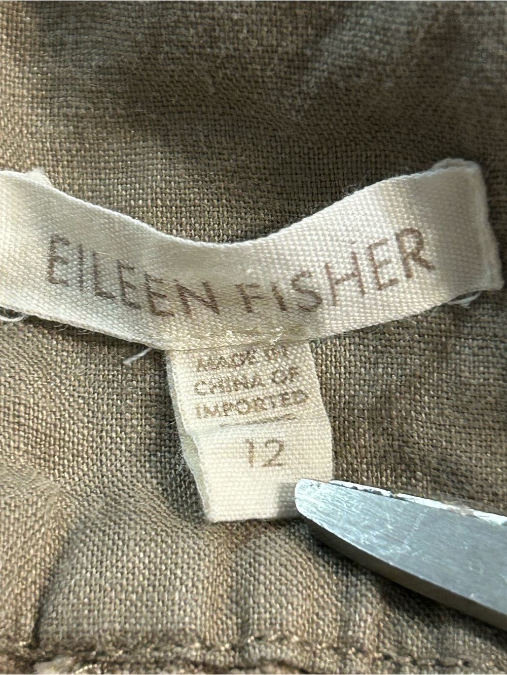 Eileen Fisher Lagenlook 100% Linen Capsule Wide Leg Pants Beige Tan Size 12 - Picture 2 of 7